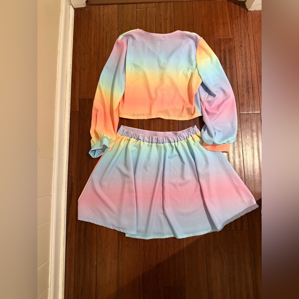 Boohoo Pastel Rainbow Ombre Skirt Set - Picture 5 of 5